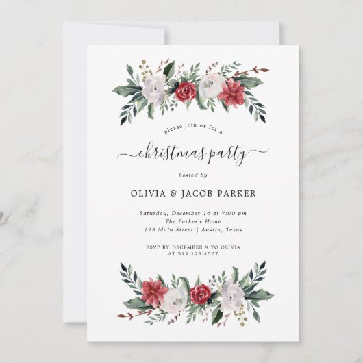 kerstkrans | Bloemen Kerstfeest Kaart (Voorkant)