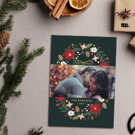Kerstkrans bloemstuk Holiday Fotokaart Folie Uitnodiging