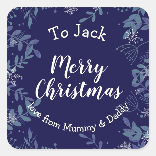 Kerstkrans cadeau cadeauverpakking vierkante sticker (Voorkant)