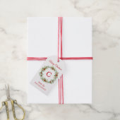 Kerstkrans cadeaubijschrift met monogram cadeaulabel (Met Touw)