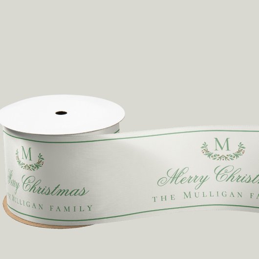 Kerstkrans Cadeaulint | Aangepaste Monogram Satijnen Lint