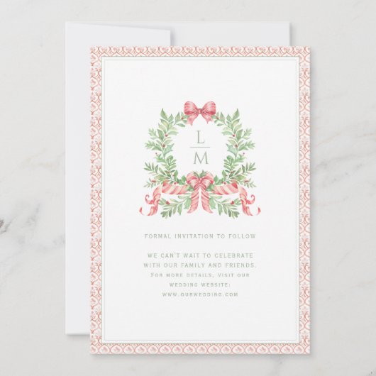 Kerstkrans Candy Cane Bow | Foto Save The Date (Achterkant)