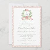 Kerstkrans Candy Cane Bow | Monogram bruiloft Kaart (Voorkant)