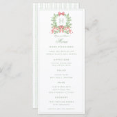 Kerstkrans Candy Cane Bow Monogram Bruiloft Menu (Voorkant / Achterkant)