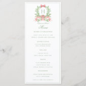 Kerstkrans Candy Cane Bow Monogram Bruiloft Menu (Voorkant)