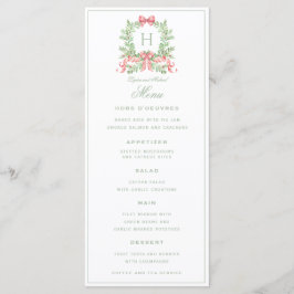 Kerstkrans Candy Cane Bow Monogram Bruiloft Menu