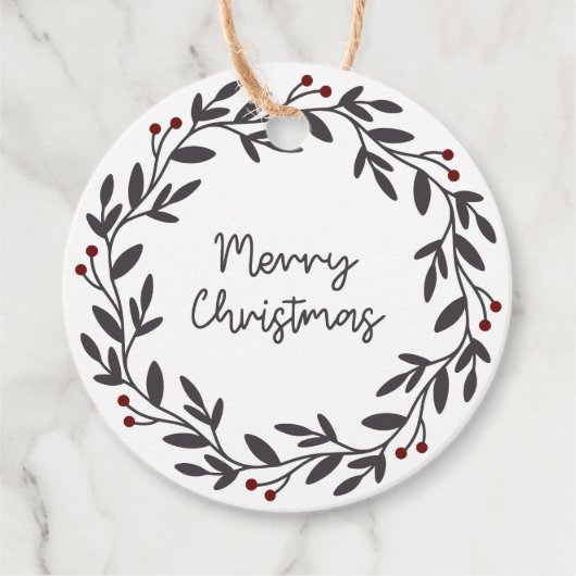 Kerstkrans Cirkels Gift Tags Bedankjes Labels (Voorkant)