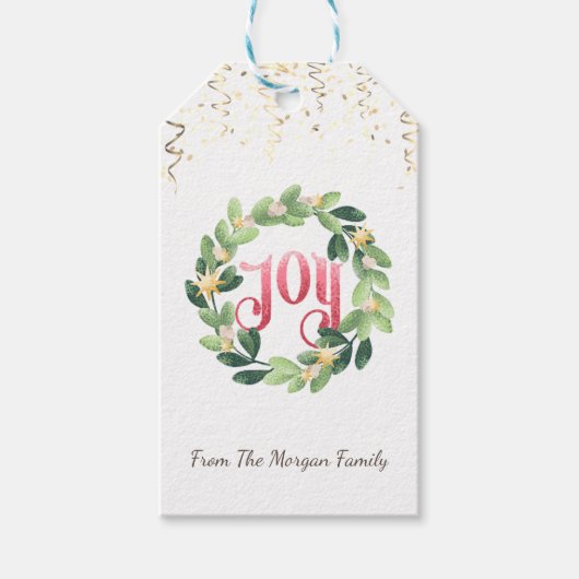 Kerstkrans,Confetti,Vreugde Cadeaulabel (Voorkant)