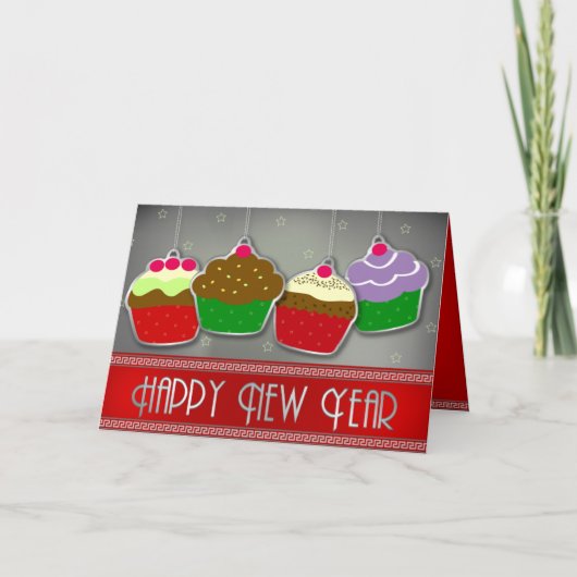 Kerstkrans Cupcakes Ornament Kaart (Voorkant)