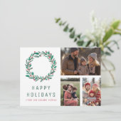 Kerstkrans CUSTOM 3 FOTO'S Grid Vakantie Kaart (Staand voorkant)