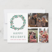 Kerstkrans CUSTOM 3 FOTO'S Grid Vakantie Kaart (Voorkant)