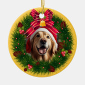 Kerstkrans Custom Dog Modern Schattige Huisdier Fo Keramisch Ornament (Voorkant)