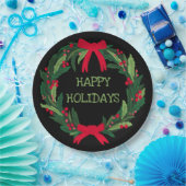 Kerstkrans CUSTOM Hand getrokken Vakantie Papieren Bordje (Feest)