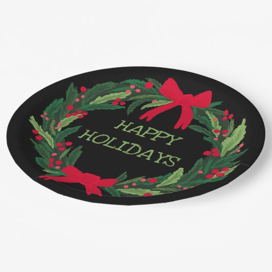 Kerstkrans CUSTOM Hand getrokken Vakantie Papieren Bordje (Gekanteld)