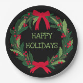 Kerstkrans CUSTOM Hand getrokken Vakantie Papieren Bordje (Voorkant)