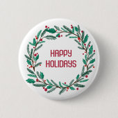 Kerstkrans CUSTOM Hand getrokken Vakantie Ronde Button 5,7 Cm (Voorkant)
