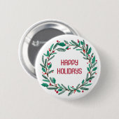 Kerstkrans CUSTOM Hand getrokken Vakantie Ronde Button 5,7 Cm (Voorkant /achterkant)