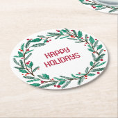 Kerstkrans CUSTOM Hand getrokken Vakantie Ronde Kartonnen Onderzetter (Gebogen)