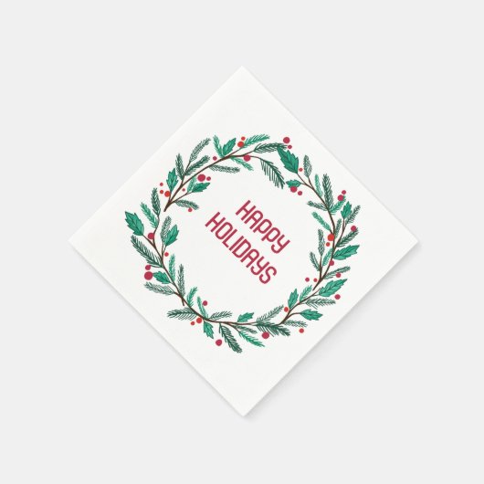 Kerstkrans CUSTOM Hand getrokken Vakantie Servet (Hoek)