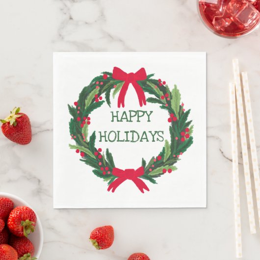 Kerstkrans CUSTOM Hand getrokken Vakantie Servet (Insitu)