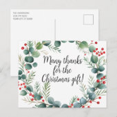 Kerstkrans Dank Je Postkaart (Voorkant / Achterkant)