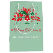 Kerstkrans decoratie met bel medium cadeauzakje (Voorkant)