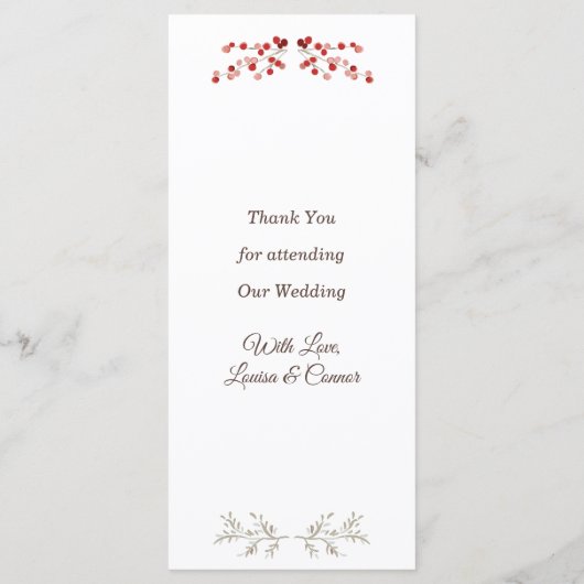 Kerstkrans Dennengewas Bes Sneeuwvlok Bruiloftsmen Menu (Achterkant)