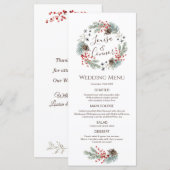 Kerstkrans Dennengewas Bes Sneeuwvlok Bruiloftsmen Menu (Voorkant / Achterkant)