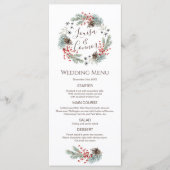 Kerstkrans Dennengewas Bes Sneeuwvlok Bruiloftsmen Menu (Voorkant)