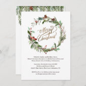 Kerstkrans Dennenhout Bes Hulst Feest Uitnodiging (Voorkant / Achterkant)