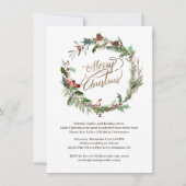 Kerstkrans Dennenhout Bes Hulst Feest Uitnodiging (Voorkant)