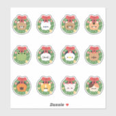 Kerstkrans Dieren Sticker (Vel)