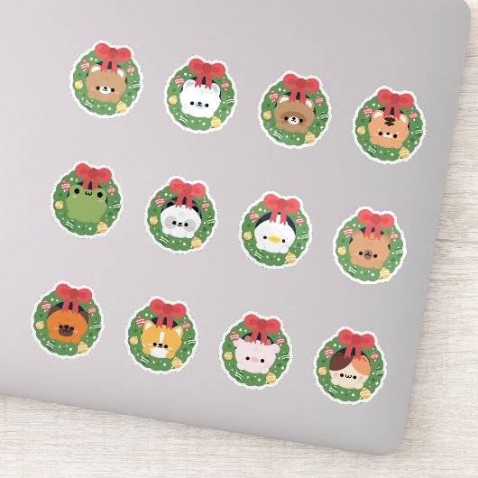 Kerstkrans Dieren Sticker (Detail)