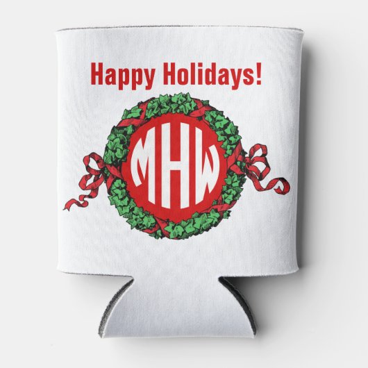 Kerstkrans DIY BG Witte Cirkel Monogram Blikjeskoeler (Voorkant)