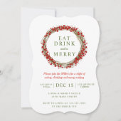 Kerstkrans Eet Drink en wees vrolijk feest Kaart (Voorkant)