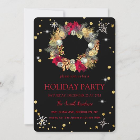 Kerstkrans Elegant chic Kaart (Voorkant)
