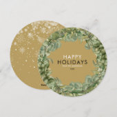 Kerstkrans Elegant Goud Modern Typografisch Feestdagenkaart (Voorkant / Achterkant)