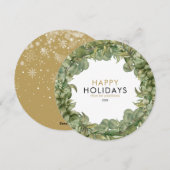 Kerstkrans Elegant Modern Chic Typografisch Feestdagenkaart (Voorkant / Achterkant)