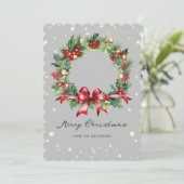 Kerstkrans Elegante foto Feestdagenkaart (Staand voorkant)