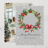 Kerstkrans Elegante foto Feestdagenkaart (Voorkant / Achterkant)