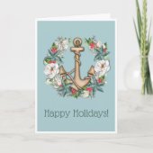 Kerstkrans en anker kerstkaart voor zeilers feestdagen kaart (Voorkant)