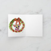 Kerstkrans en een Chihuahua-Wenskaart Kaart (Binnen)