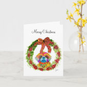 Kerstkrans en een Shih Tzu-Wenskaart Kaart (Gele Bloem)