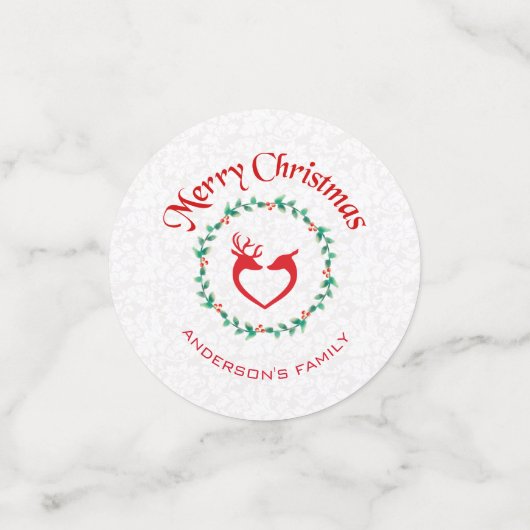 Kerstkrans en herten confetti (Kleine voorkant)