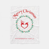 Kerstkrans en herten fleece deken (Voorkant)