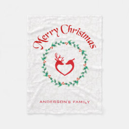 Kerstkrans en herten fleece deken