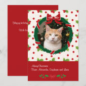 Kerstkrans en hulst aangepaste huisdier foto feestdagenkaart (Voorkant / Achterkant)