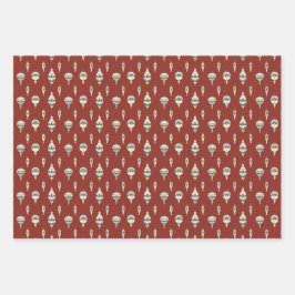 Kerstkrans en kerstbal cadeauverpakkingsvellen inpakpapier vel