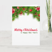 Kerstkrans en rode lampjes, en cadeaus kaart (Voorkant)