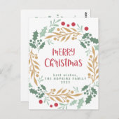 Kerstkrans en script | Vrolijk kerstfeest Briefkaart (Voorkant / Achterkant)